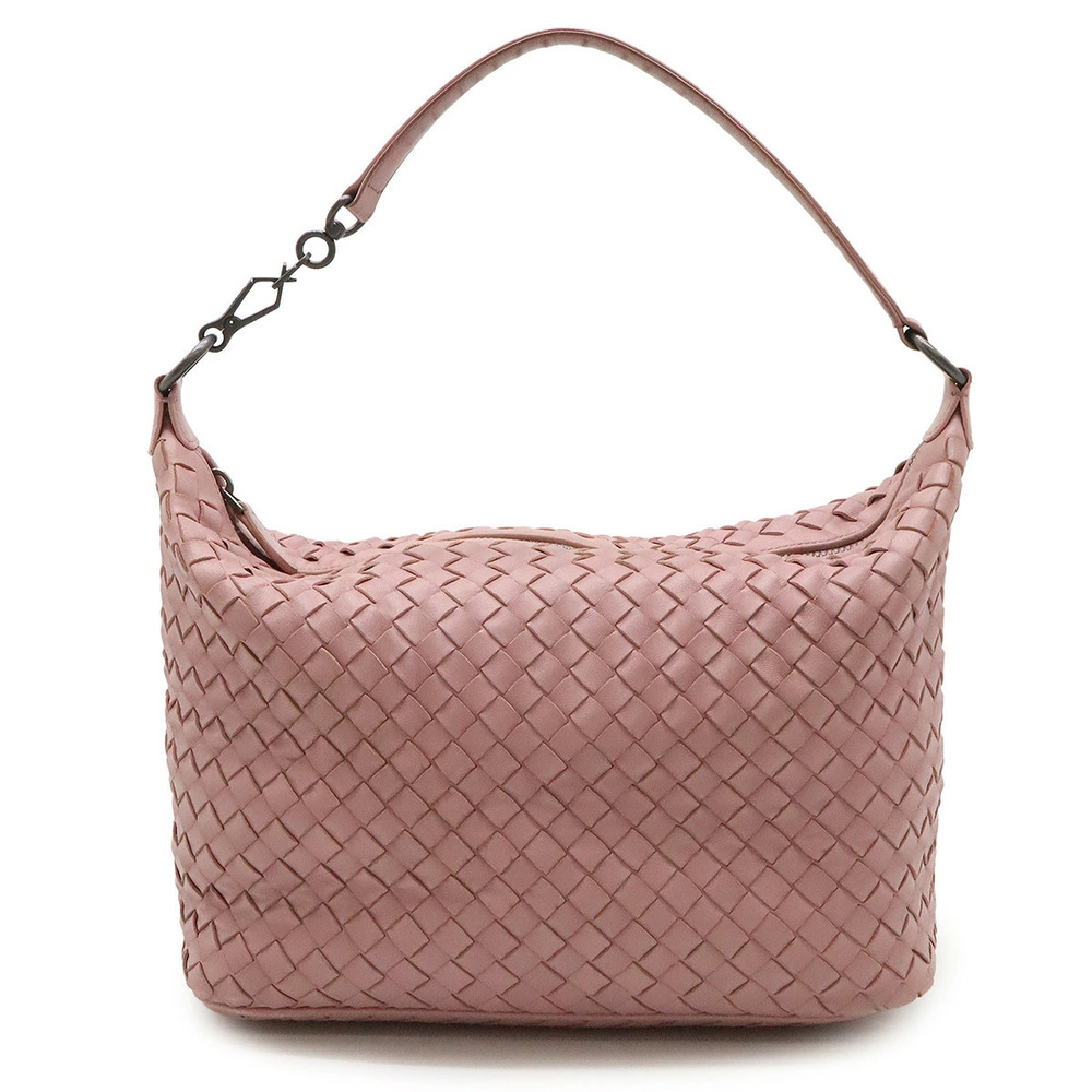 BOTTEGA VENETA Intrecciato Shoulder Bag Hobo Handbag Leather Dusty Pink